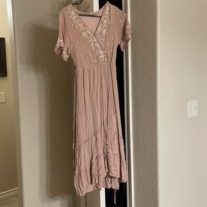 Polagram faux wrap embroidered dress